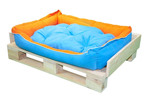 🐶😺 Cama para Perros y Gatos, Sofá para Perros/Gatos, Cesta para Perros/Gatos con Cojín Extraíble/Reversible de Color Azul y Naranja + Cama Palet Europeo NUEVOS A ESTRENAR 🐶😺