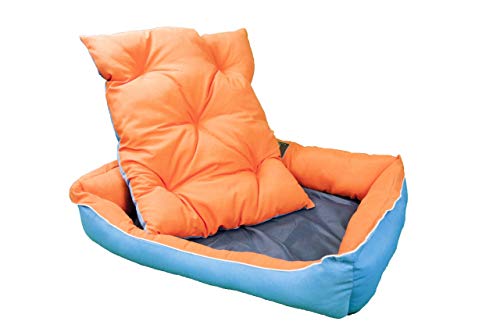🐶😺 Cama para Perros y Gatos, Sofá para Perros/Gatos, Cesta para Perros/Gatos con Cojín Extraíble/Reversible de Color Azul y Naranja + Cama Palet Europeo NUEVOS A ESTRENAR 🐶😺