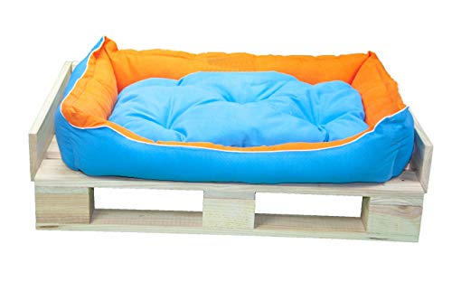 🐶😺 Cama para Perros y Gatos, Sofá para Perros/Gatos, Cesta para Perros/Gatos con Cojín Extraíble/Reversible de Color Azul y Naranja + Cama Palet Europeo NUEVOS A ESTRENAR 🐶😺