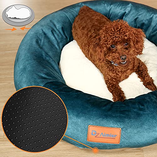 Cama para Perros y Gatos,Mascotas Calentito Cojín Redondo Suave de Felpa (75x75x18cm, Blau)