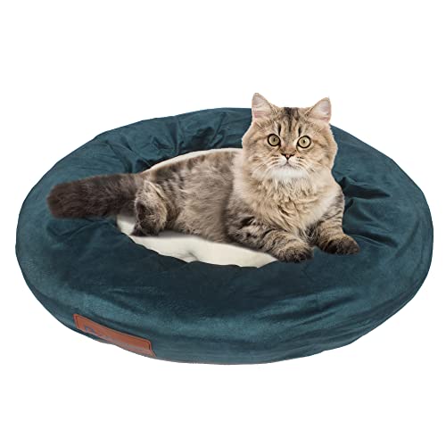 Cama para Perros y Gatos,Mascotas Calentito Cojín Redondo Suave de Felpa (75x75x18cm, Blau)
