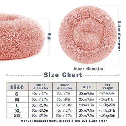 Cama Perro Gato Mediano Pequeño - Cama para Perros Gatos Redonda Antiestres Suave Lavables, Cálido Felpa Cama Cojin Interior Invierno para Perro y Gato Medianos Pequeños (L-60cm, Café)