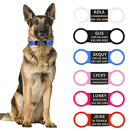 CAMAL Chapa Perro Grabada, 2 Piezas Placa de Identificación Personalizada para Perros y Gatos, Silenciosas Placas para Perros Grabadas Acero Inoxidable, Accesorios para Collares (Blanco, S)