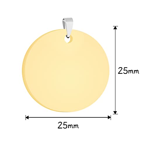 CAMAL Chapa Perro Grabada, 2 Piezas Ronda Placas para Perros y Gatos, 25mm, Chapas Personalizadas (Oro)