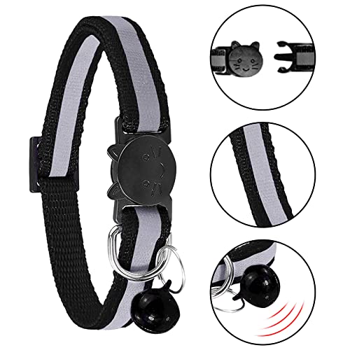 CAMAL Collar Gato Reflectante con Chapa Perro Grabada, Personalizado Collar Gato con Cascabeles y Hebilla Seguro, Collar para Gato y Perro Pequeño, Ajustable de 19 a 32 cm (Cielo Azul)