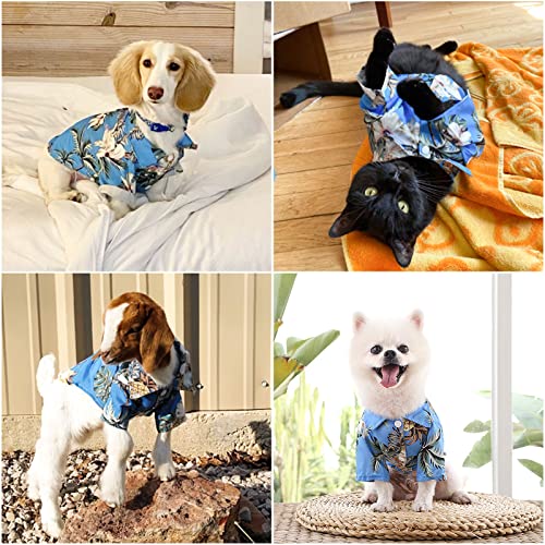 Camisetas para Perros y Gatos Primavera, Verano y otoño, Camisetas para Perros y Gatos en Estilo Resort en la Playa, Camisas para Perros y Gatos Hawaianos, Moda para Perros y Gatos (Azul, M)