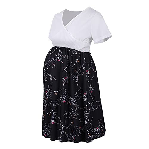 Camisón Lactancia Mujer Ropa de Dormir Premamá Hospital Vestido de Maternidad Embarazo Pijama Embarazadas Camisones Embarazada Manga Corta,Vestido de Verano