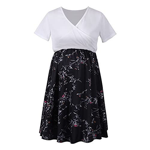 Camisón Lactancia Mujer Ropa de Dormir Premamá Hospital Vestido de Maternidad Embarazo Pijama Embarazadas Camisones Embarazada Manga Corta,Vestido de Verano