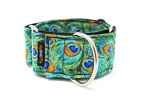 candyPet Collar Martingale para Perros-Modelo Peacock, S: Ancho 4 cm (30-40cm diámetro)