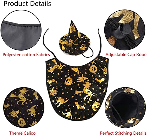 Capa de Halloween para perros y perros, disfraz de Halloween con sombrero de bruja, disfraz de bruja para gatos y perros pequeños, disfraz de Halloween para mascotas