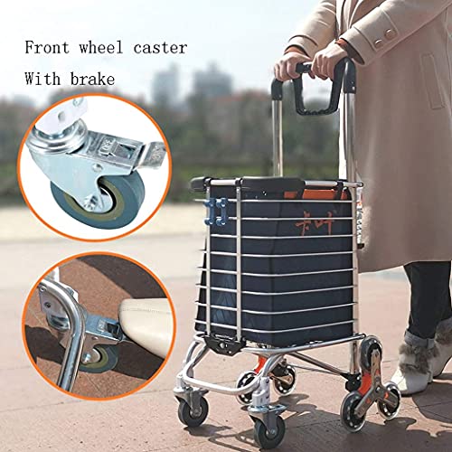 Carrito de la compra Los carritos de la compra se pueden plegar y transportar fácilmente Carritos que ahorran espacio Carros de la compra de comestibles Escaleras ligeras Carrito de la compra (Color: