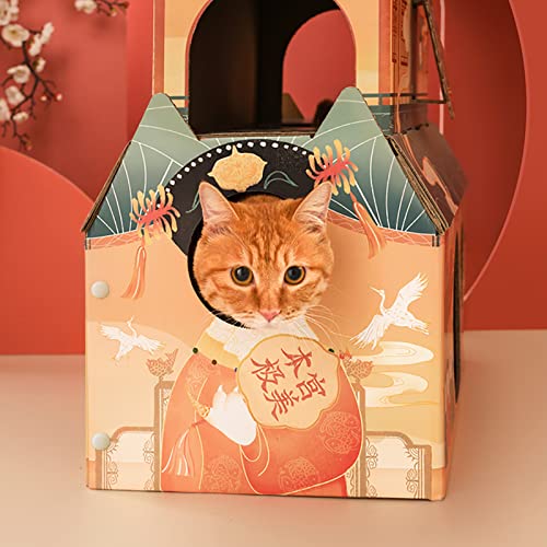 Cartón duradero para rascar gatos, Almohadilla corrugada para rascar, Casa para gatos, Cama para gatos, Juguete de entrenamiento para gatos, Salón para rascar gatos, Protección de muebles, Salón para