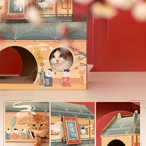 Cartón duradero para rascar gatos, Almohadilla corrugada para rascar, Casa para gatos, Cama para gatos, Juguete de entrenamiento para gatos, Salón para rascar gatos, Protección de muebles, Salón para