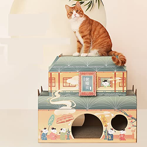 Cartón duradero para rascar gatos, Almohadilla corrugada para rascar, Casa para gatos, Cama para gatos, Juguete de entrenamiento para gatos, Salón para rascar gatos, Protección de muebles, Salón para