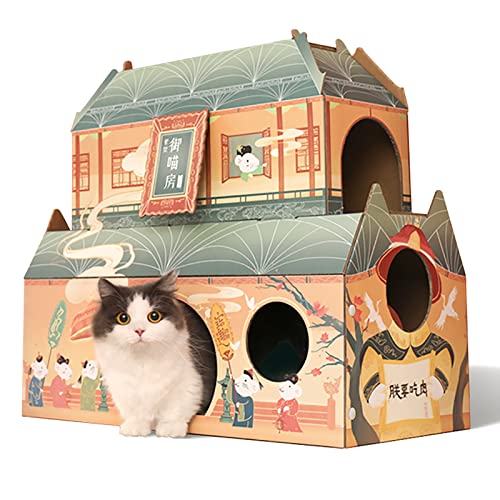 Cartón duradero para rascar gatos, Almohadilla corrugada para rascar, Casa para gatos, Cama para gatos, Juguete de entrenamiento para gatos, Salón para rascar gatos, Protección de muebles, Salón para