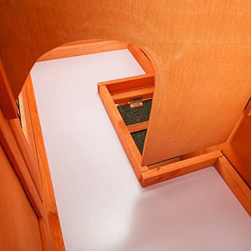 Casa De Conejo De Madera De 2 Niveles, Jaula De Jardín Dúplex Y Casa De Mascotas con Mesa De Rampa para Techo Resistente A La Intemperie