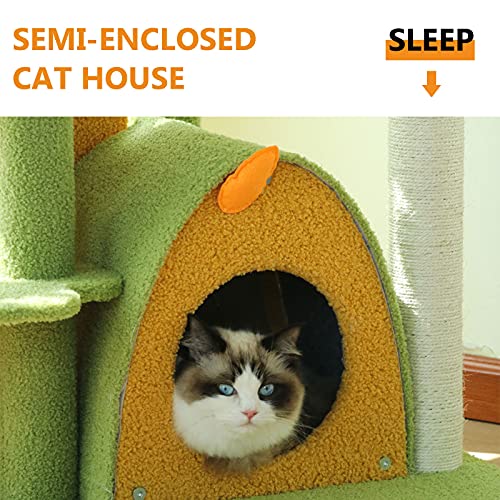 Casa De Gato De Árbol De Gato De Bosque Tropical Lluvioso, Estante De Gato De Villa De Gran Tamaño Poste De Rascado De Sisal De Gato Plataforma De Salto Pegatina De Raspado