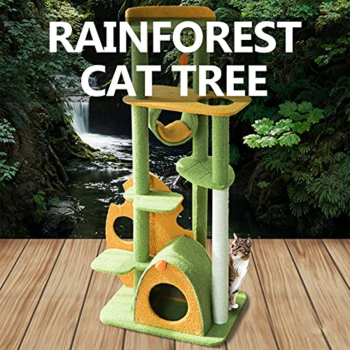 Casa De Gato De Árbol De Gato De Bosque Tropical Lluvioso, Estante De Gato De Villa De Gran Tamaño Poste De Rascado De Sisal De Gato Plataforma De Salto Pegatina De Raspado