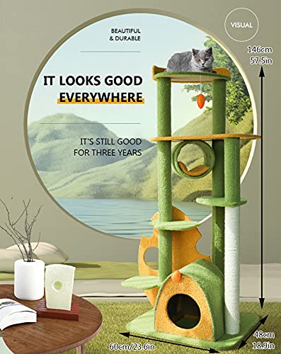 Casa De Gato De Árbol De Gato De Bosque Tropical Lluvioso, Estante De Gato De Villa De Gran Tamaño Poste De Rascado De Sisal De Gato Plataforma De Salto Pegatina De Raspado