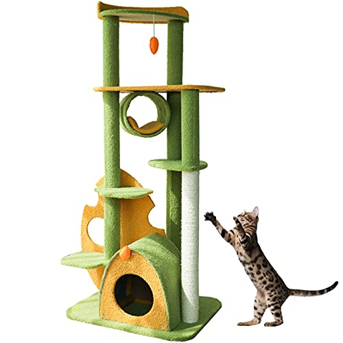 Casa De Gato De Árbol De Gato De Bosque Tropical Lluvioso, Estante De Gato De Villa De Gran Tamaño Poste De Rascado De Sisal De Gato Plataforma De Salto Pegatina De Raspado