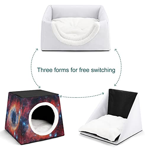 Casa de gato impresa plegable cama gato condominio gato sofá gato con cojín lavable extraíble Nebulosa ojo rojo
