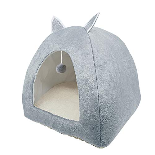 Casa Gato caseta perro, Casa de mascotas con peluche suave cojín gato taver nido invierno gato cama plegable gatos de interior cachorro mascotas casa cueva ( Color : Pink , Size : S 28cm 28cm 32cm )