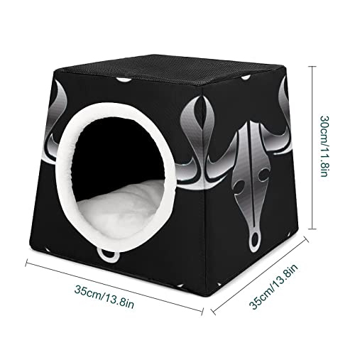 Casa Gato Personalizada Lindo Gatos Condominios Cama y Sofá Plegable con Cojín Extraíble Cabeza de Toro de Plata