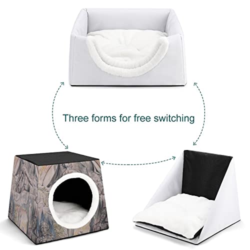 Casa para Gatos Impresa Plegable Cubo de Gato Camas y Sofás para Gatos Lindo con Cojín Extraíble Escultura Mitológica