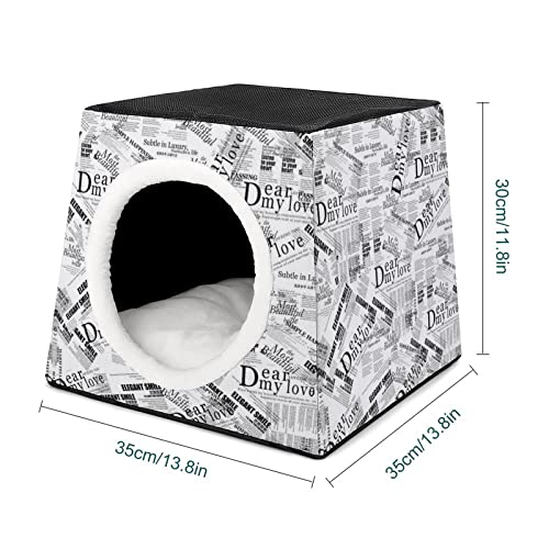Casa Plegable para Gatos Cama Sofá Cueva para Perros diseño 3 en 1 para Mascotas pequeñas Periódico mi Amor