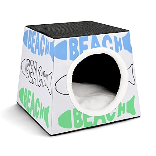 Casa Plegable para Gatos Cama Sofá Cueva para Perros diseño 3 en 1 para Mascotas pequeñas Playa de Espinas de Pescado