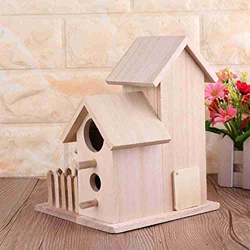 Casas de pájaros de madera sin terminar listas para pintar Casa de pájaros de madera dúplex de varios niveles para jardín al aire libre Caja de nido de pájaros decorativa DIY para pintar para niños