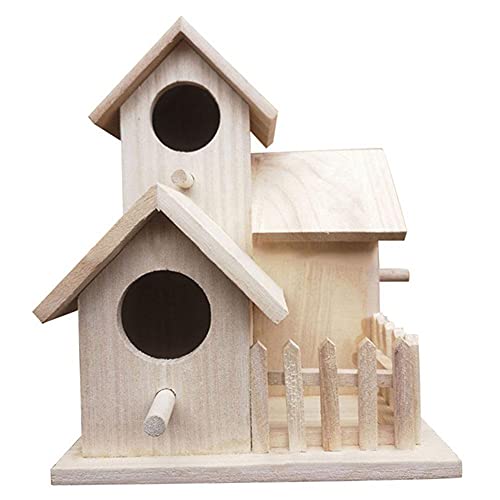 Casas de pájaros de madera sin terminar listas para pintar Casa de pájaros de madera dúplex de varios niveles para jardín al aire libre Caja de nido de pájaros decorativa DIY para pintar para niños
