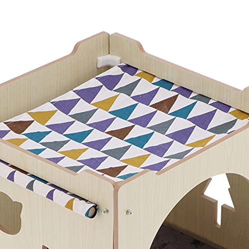 Caseta para perros portátil de madera para conejos para gatos, refugio para animales domésticos, con almohadilla para mascotas, cachorro, conejo, 38 x 38 x 37 cm