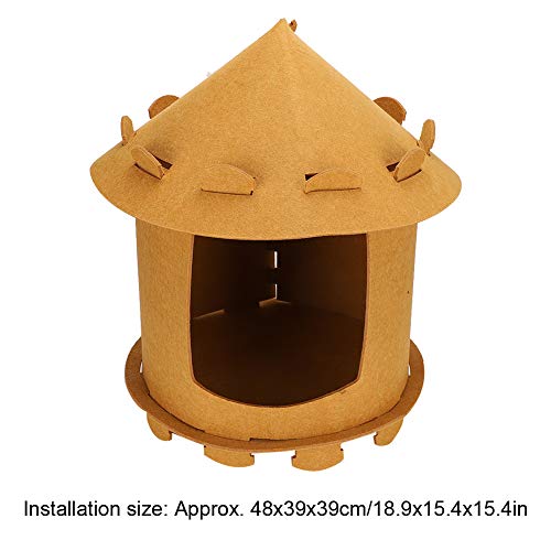Cat Felt House Yurt Design Cuevas y Casas para Gatos Tienda de Dormir para Mascotas de Fieltro para Gatos Gatitos Perros pequeños Cachorros(Color café)