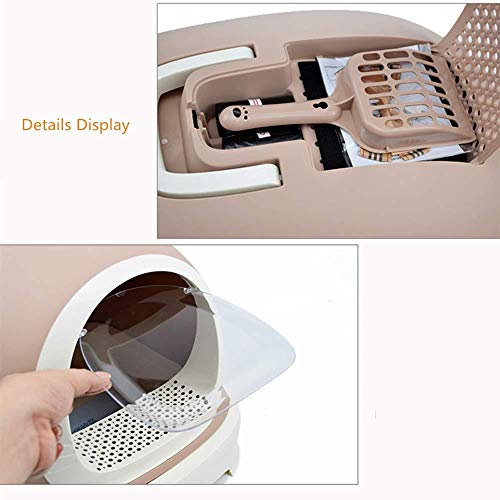 Cat Litter Box Fácil De Limpiar Caja De Arena Para Gatos H & 1 Con Bandeja De Arena Reduce De Manera Efectiva La Dispersión De Arena Espacio Grande Portátil Completamente Cerrado Con Cajón Negro-gris