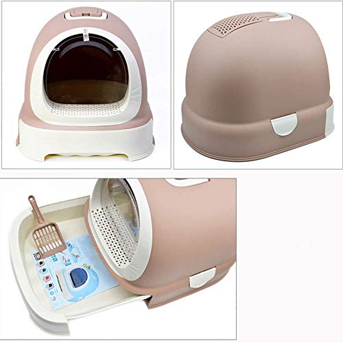 Cat Litter Box Fácil De Limpiar Caja De Arena Para Gatos H & 1 Con Bandeja De Arena Reduce De Manera Efectiva La Dispersión De Arena Espacio Grande Portátil Completamente Cerrado Con Cajón Negro-gris
