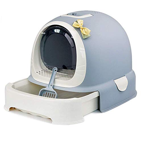 Cat Litter Box Fácil De Limpiar Caja De Arena Para Gatos H & 1 Con Bandeja De Arena Reduce De Manera Efectiva La Dispersión De Arena Espacio Grande Portátil Completamente Cerrado Con Cajón Negro-gris