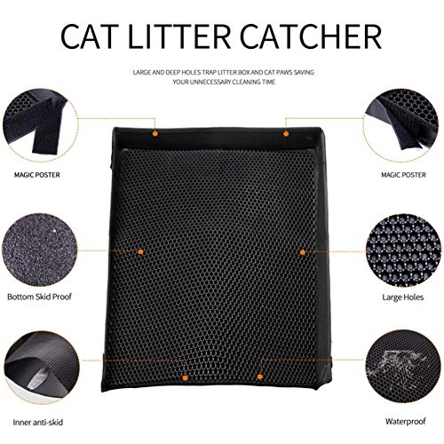 Cat Litter Mat para Atrapar Arena para Gatos, Kitty Scratching Mat, Mats Soft on Kitty Paws, Easy Clean, Protección De Alfombras De Piso con Cerca,L