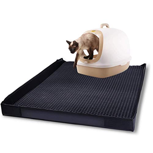 Cat Litter Mat para Atrapar Arena para Gatos, Kitty Scratching Mat, Mats Soft on Kitty Paws, Easy Clean, Protección De Alfombras De Piso con Cerca,L