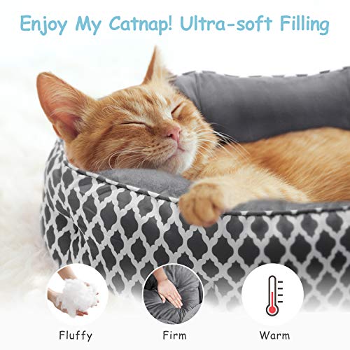 CatRomance Cama Gato y Perros Pequeños de Cálida 50cm de Diámetro, Cama para Mascotas Lavable con Suave Cojín Desmontable para Gatos Pequeño y Grandes, Perros Pequeños, 50x50x15 cm