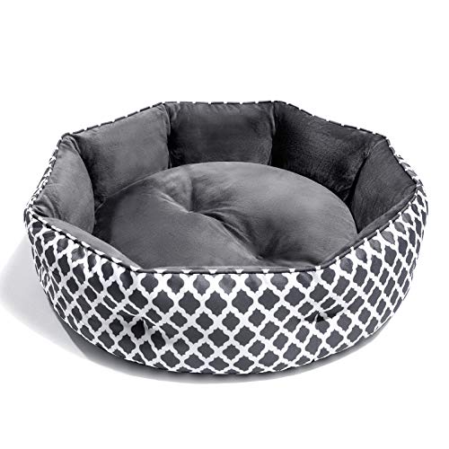 CatRomance Cama Gato y Perros Pequeños de Cálida 50cm de Diámetro, Cama para Mascotas Lavable con Suave Cojín Desmontable para Gatos Pequeño y Grandes, Perros Pequeños, 50x50x15 cm