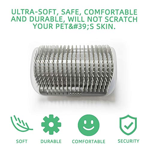 Cat'S Self Groomer Cepillo de peluquería para Gatos Dispositivo de Masaje para Mascotas Cepillo de depilación Universal Herramienta de Aseo de Esquinas de Pared para Mascotas Duradera - Gris