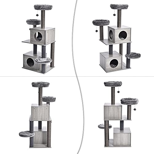 Cats Tree Torre para Gatos con Poste Rascador de Sisal Tablero Rascador para Gatos Gatos Adultos Nido de Felpa para Condominio, Marco de Escalada para Gatos y Centro de Actividades