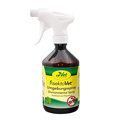cdVet Naturprodukte InsektoVet Ambiental Spray 500 ml - Control de pulgas en Todas Las etapas de Desarrollo - Limpiador Natural para amarres, establos, sofás, Mantas, Coches, etc -