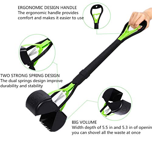 Ceasyde Pala de cacahuete grande, 28 pulgadas de largo mango para quitar caca de caminata para jardín al aire libre/interior de gatos y perros, sin necesidad de escalar