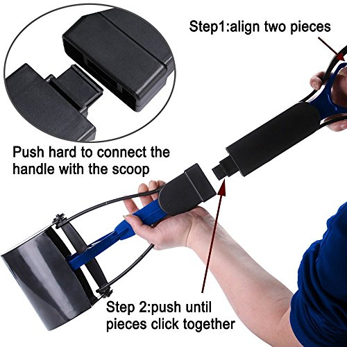 Ceasyde Pet Pooper Scooper, 24'' de mango largo sólido dentado limpieza de dientes Pickup Clip Poop cuchara para al aire libre/interior gato y perro residuos de animales