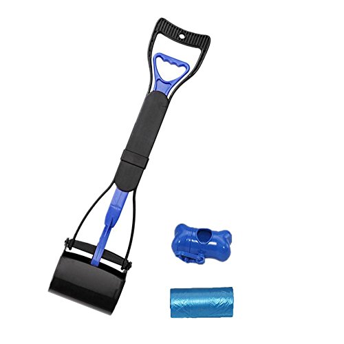 Ceasyde Pet Pooper Scooper, 24'' de mango largo sólido dentado limpieza de dientes Pickup Clip Poop cuchara para al aire libre/interior gato y perro residuos de animales
