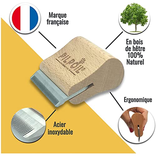 Cepillo Antipelo para Gatos/Cochorros/Conejos Peine Corto y Largo Herramienta Profesional de Madera para Aseo de Mascotas | Etrille Mágico Antipelo Elimina Bolas de Pelo | PILPOIL Tamaño 7 cm