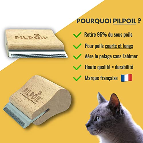 Cepillo Antipelo para Gatos/Cochorros/Conejos Peine Corto y Largo Herramienta Profesional de Madera para Aseo de Mascotas | Etrille Mágico Antipelo Elimina Bolas de Pelo | PILPOIL Tamaño 7 cm