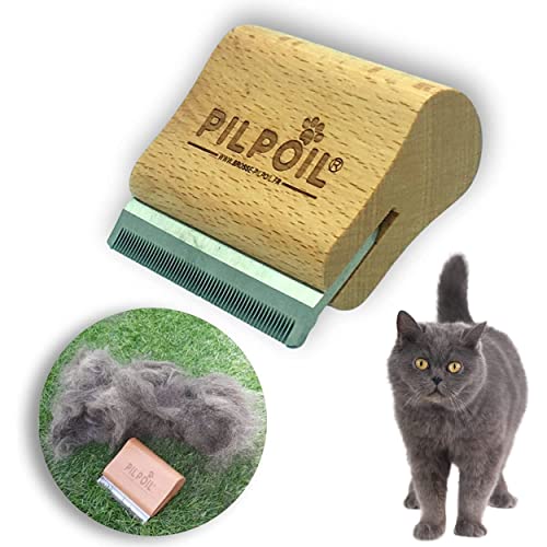 Cepillo Antipelo para Gatos/Cochorros/Conejos Peine Corto y Largo Herramienta Profesional de Madera para Aseo de Mascotas | Etrille Mágico Antipelo Elimina Bolas de Pelo | PILPOIL Tamaño 7 cm